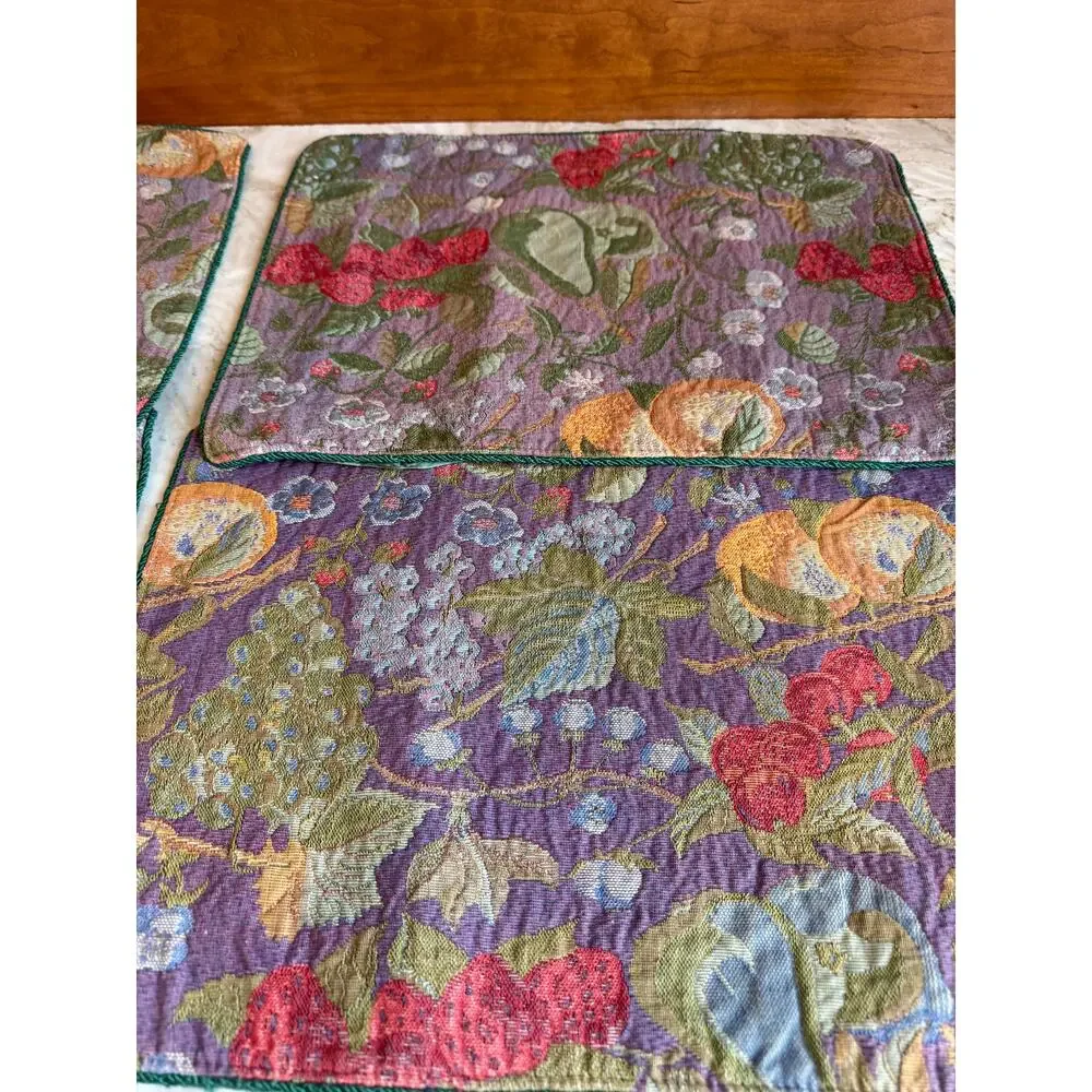 Set of Tapisserie Tapestry Woven Art Fruit Placemats